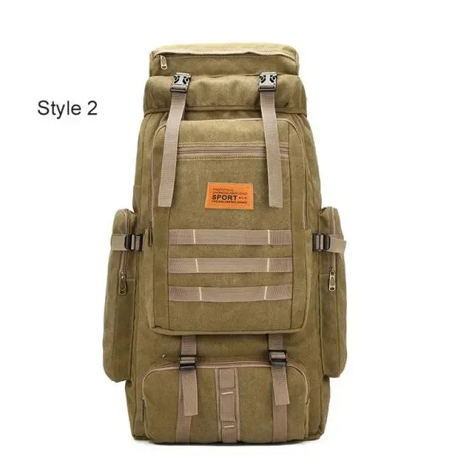 60L Large Tactical Canvas Backpack