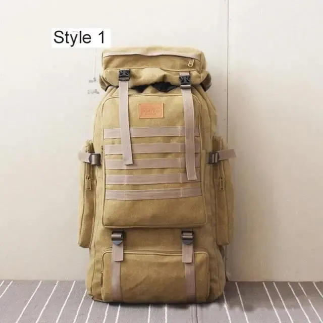 60L Large Tactical Canvas Backpack