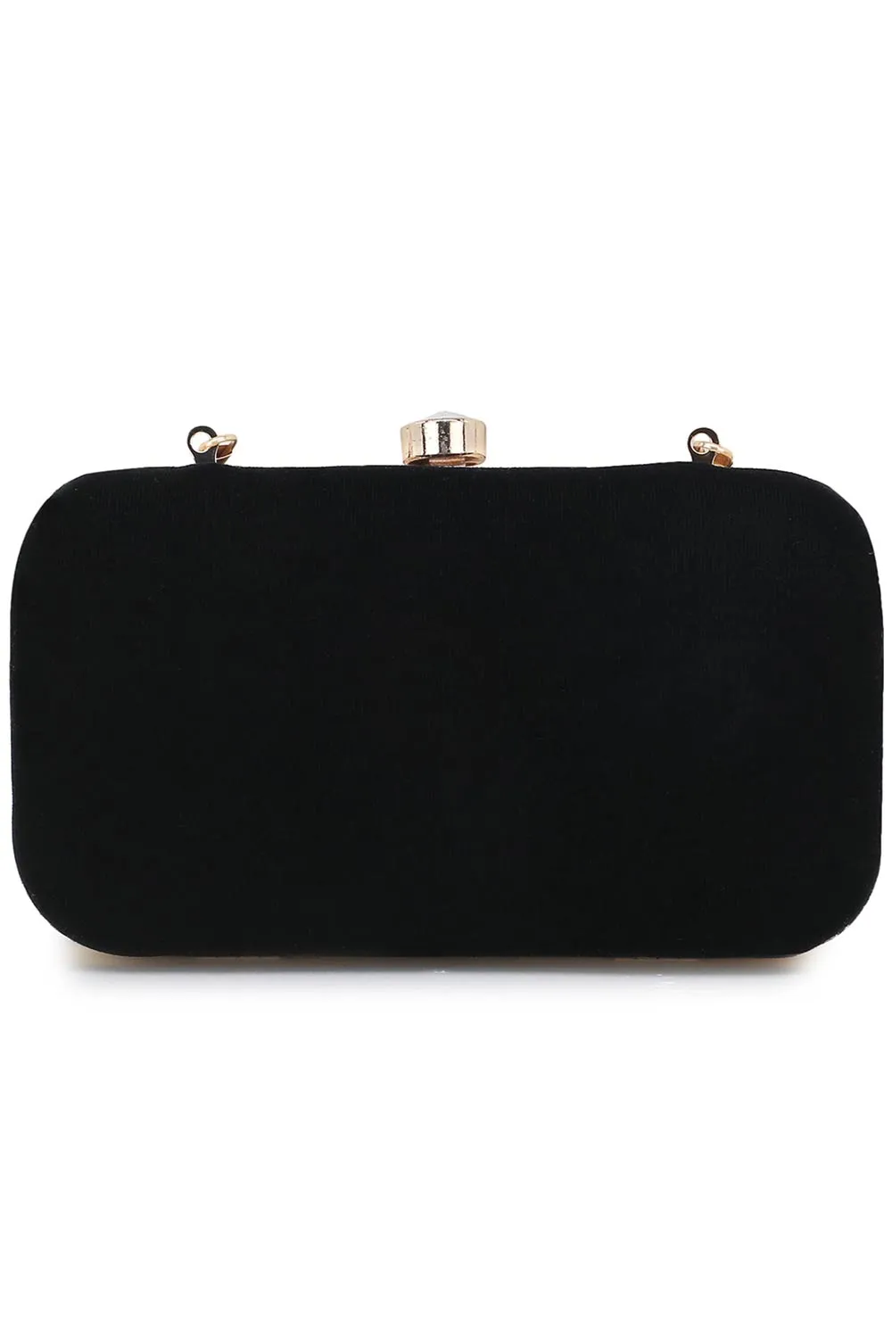 Adorn Embellished Velvet Clutch Black & Gold