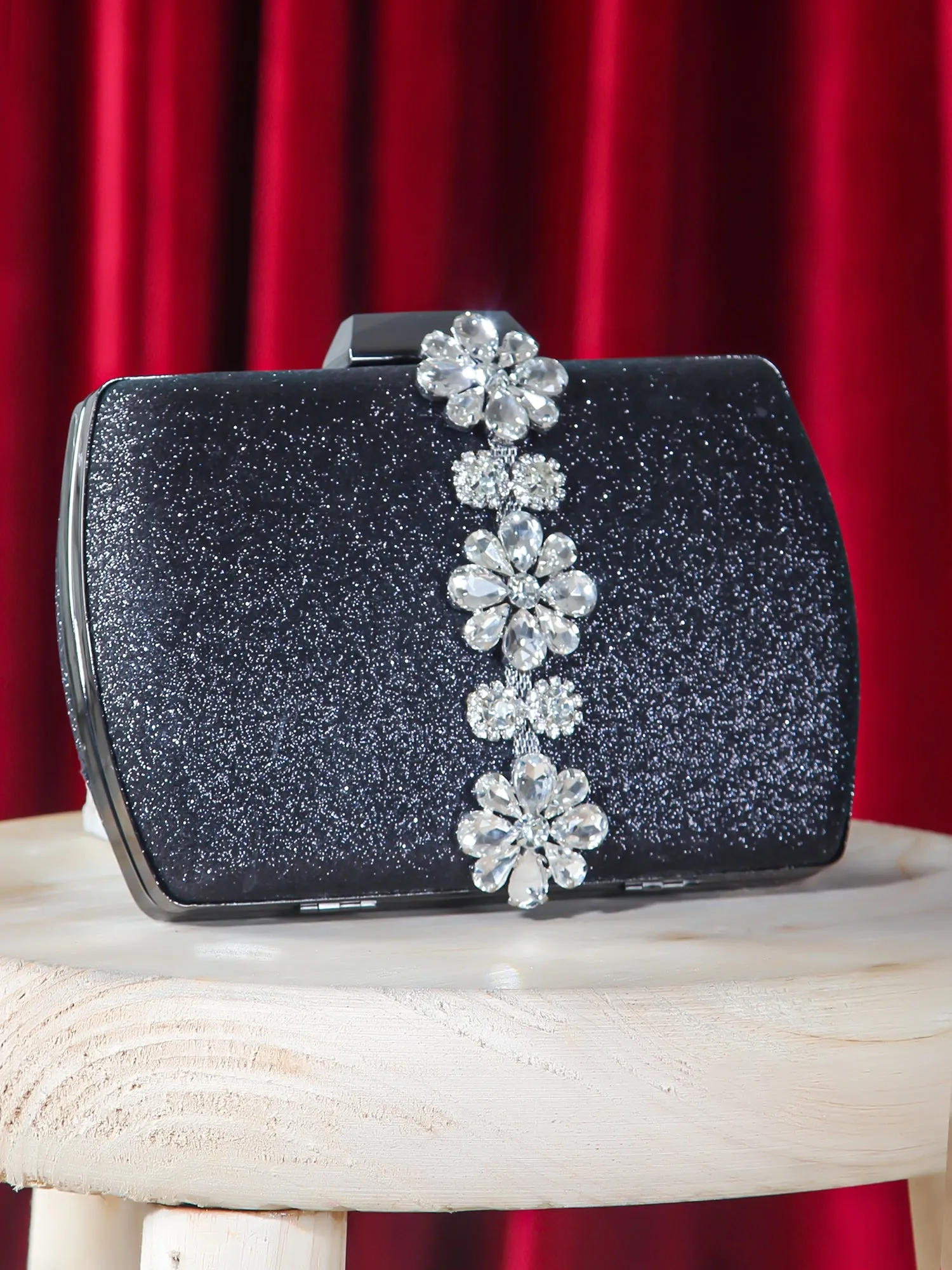 All Over Embellished Buckle Clutch