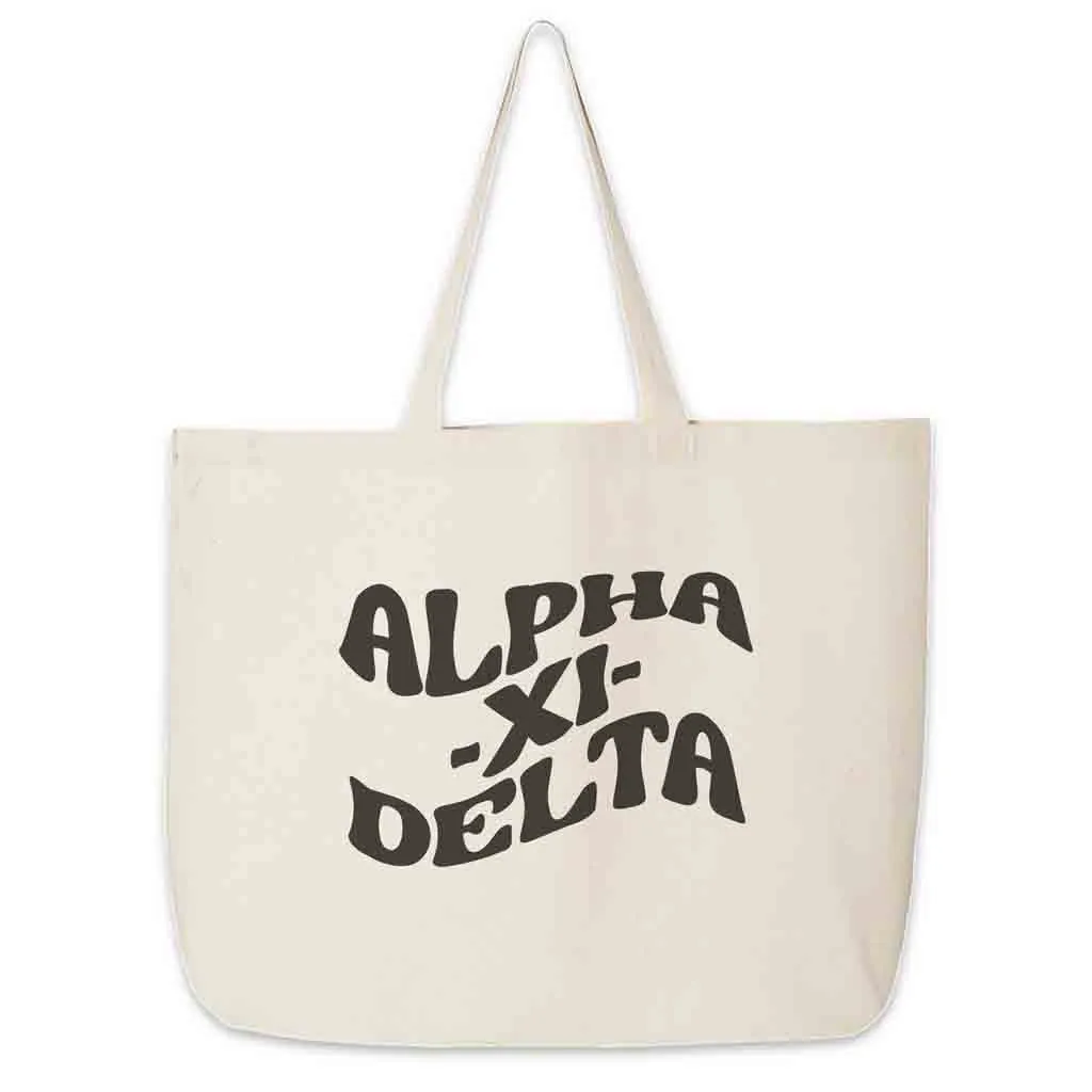 Alpha Xi Delta Large Canvas Sorority Tote Bag with Simple Mod Design