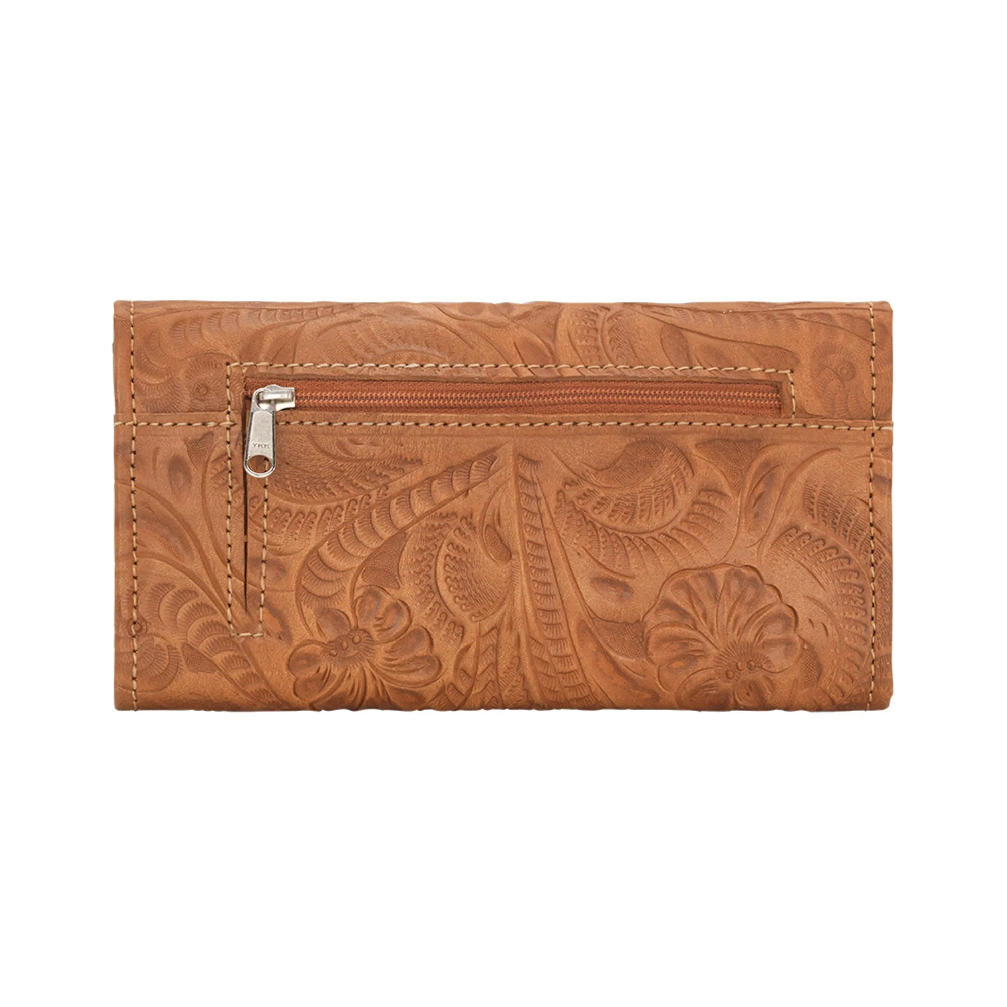 American West Saddle Ridge Natural Tan Leather Trifold Wallet