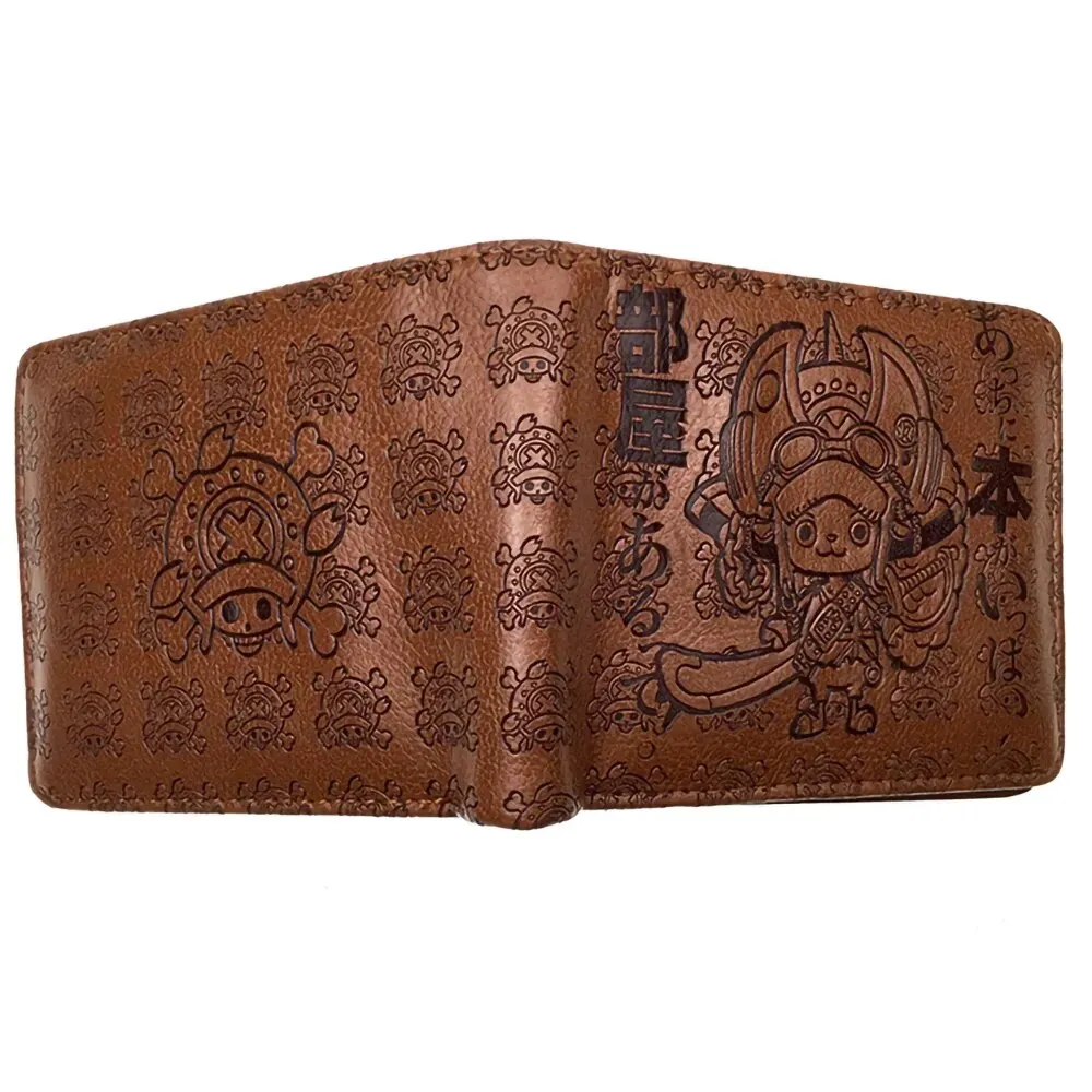 Anime One Piece Embossed Wallet Men Women Brown Black Card Holder Luffy Ace Law Zoro Chopper Short PU Wallet