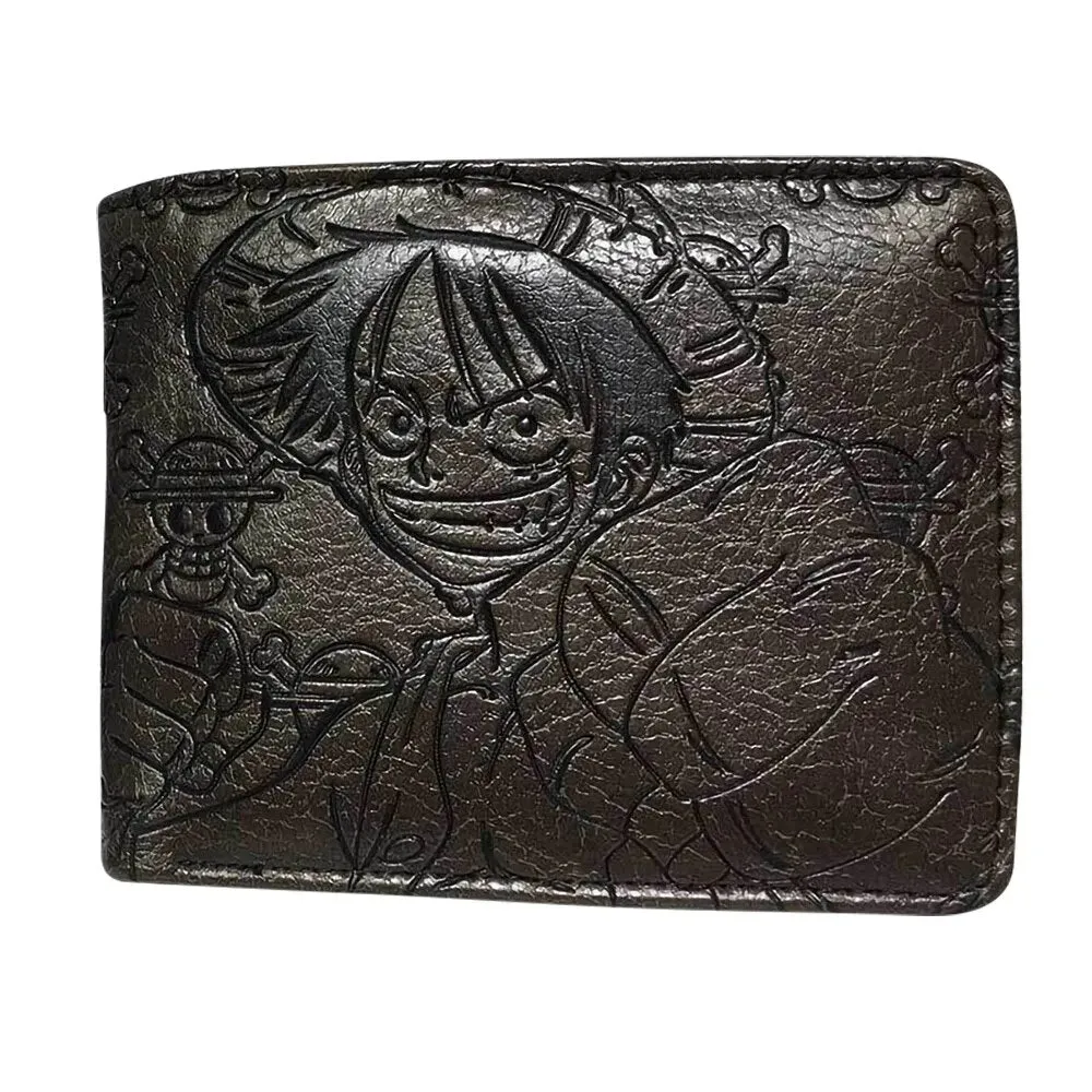 Anime One Piece Embossed Wallet Men Women Brown Black Card Holder Luffy Ace Law Zoro Chopper Short PU Wallet