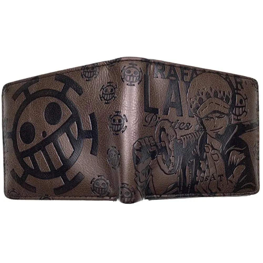 Anime One Piece Embossed Wallet Men Women Brown Black Card Holder Luffy Ace Law Zoro Chopper Short PU Wallet