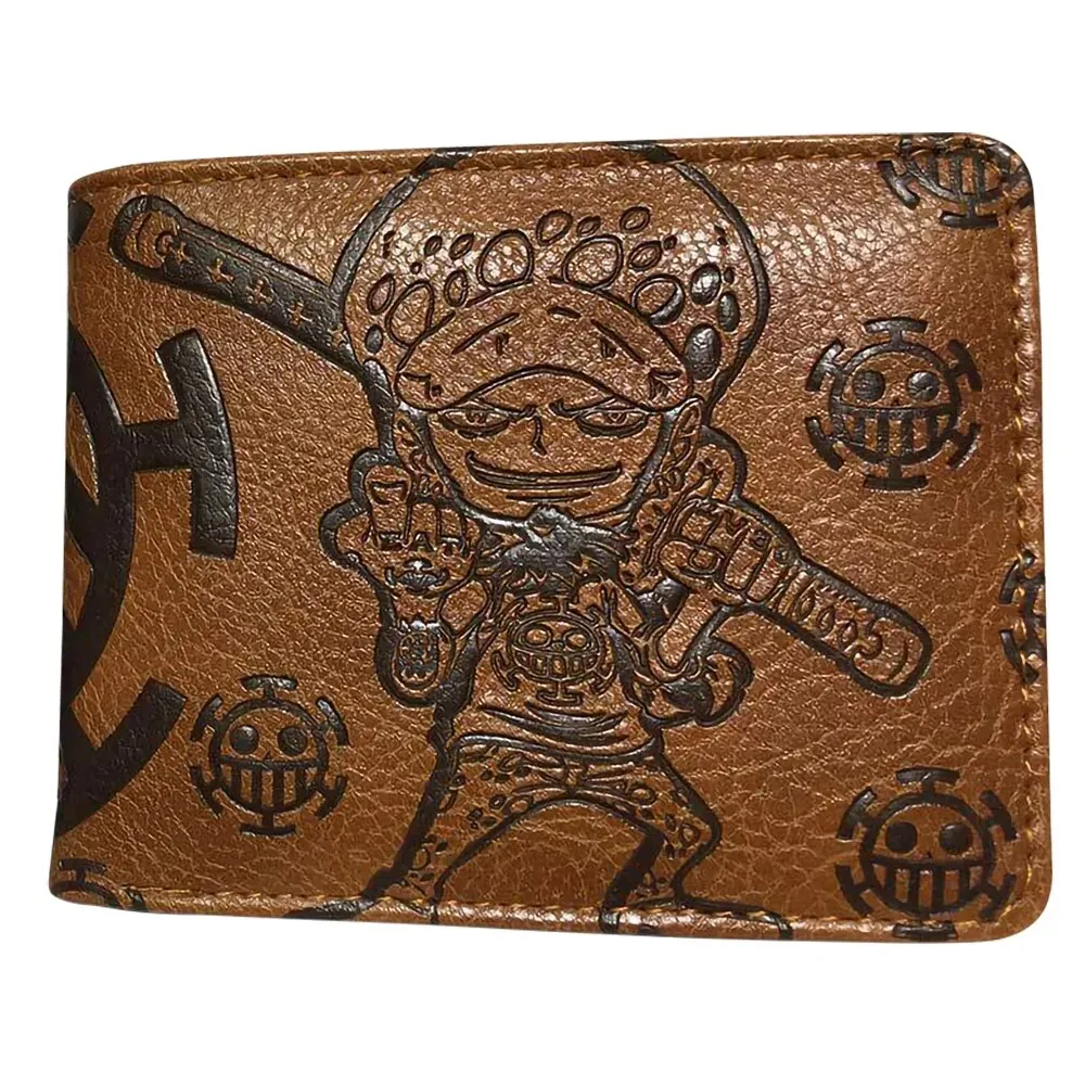 Anime One Piece Embossed Wallet Men Women Brown Black Card Holder Luffy Ace Law Zoro Chopper Short PU Wallet