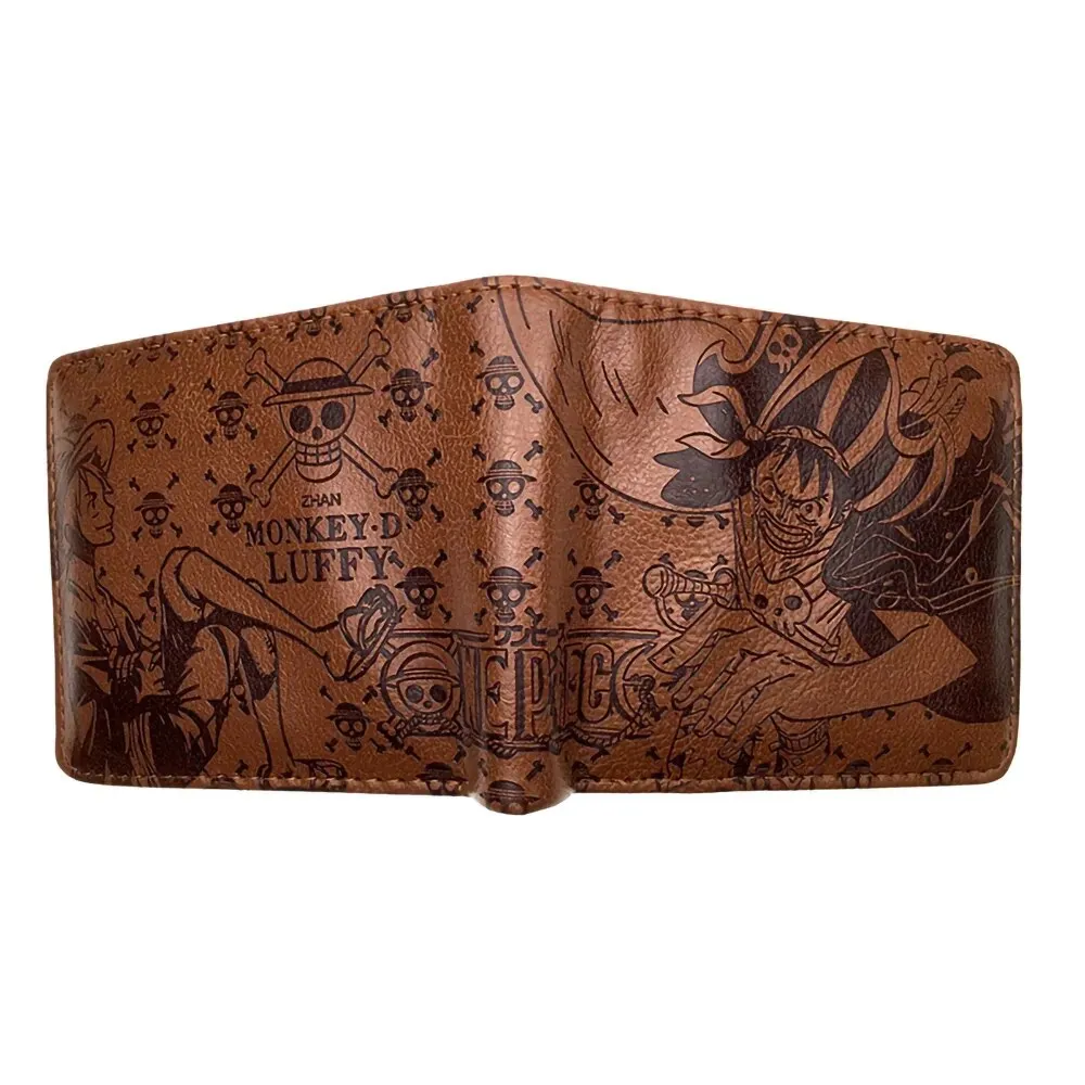 Anime One Piece Embossed Wallet Men Women Brown Black Card Holder Luffy Ace Law Zoro Chopper Short PU Wallet