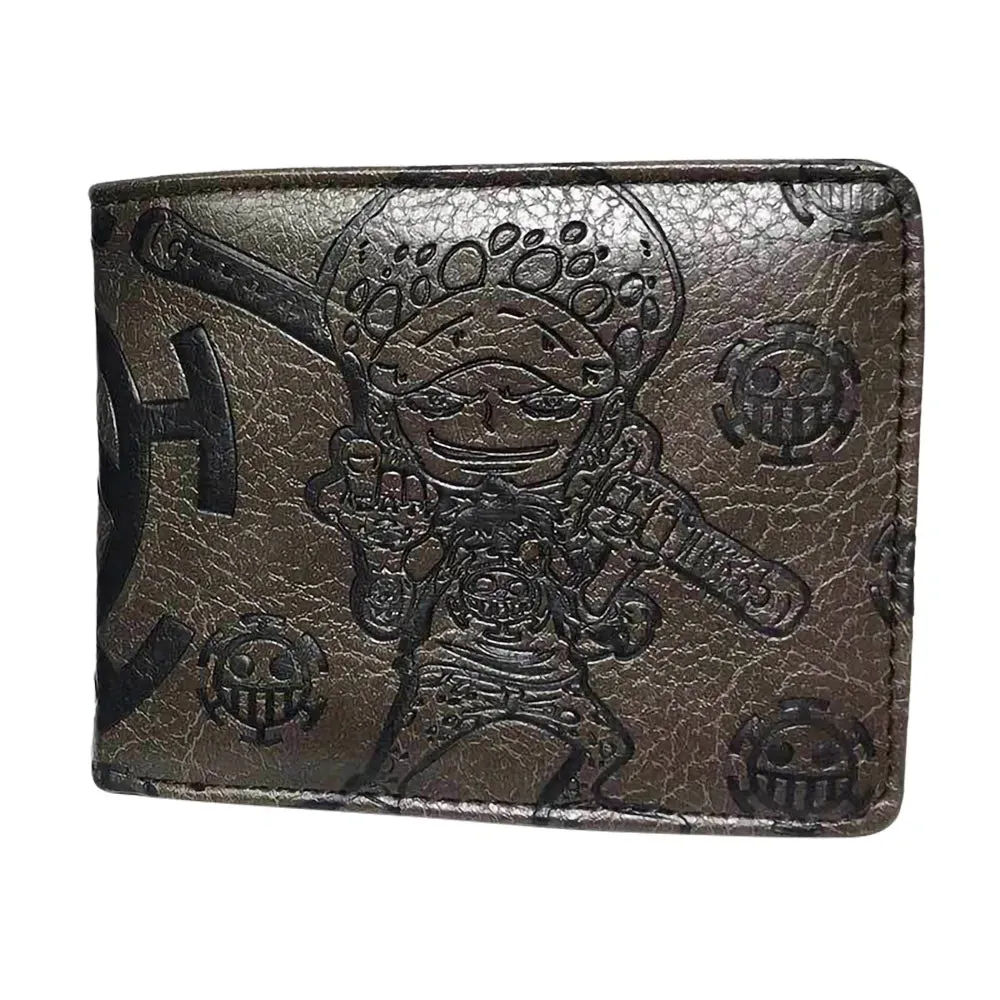 Anime One Piece Embossed Wallet Men Women Brown Black Card Holder Luffy Ace Law Zoro Chopper Short PU Wallet