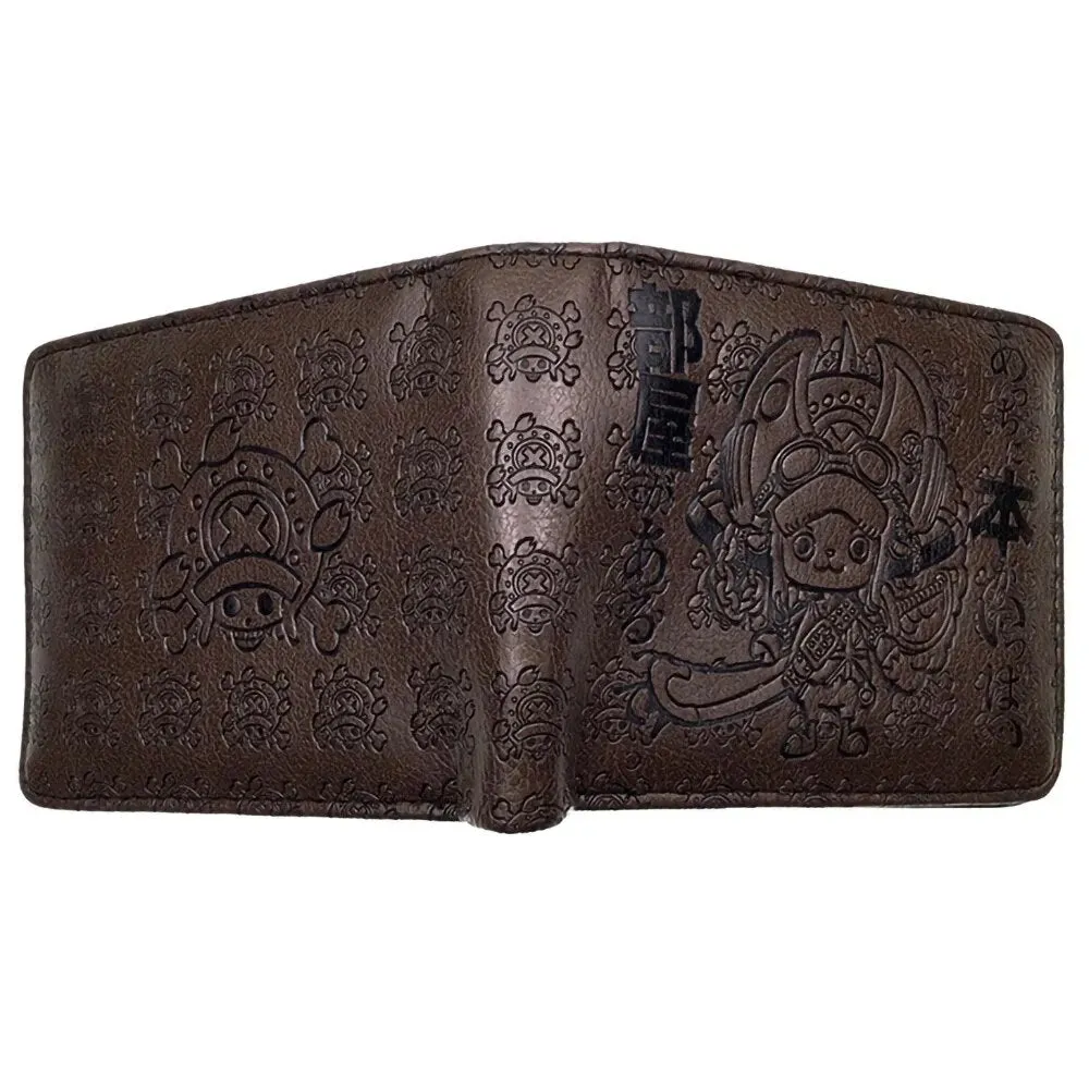 Anime One Piece Embossed Wallet Men Women Brown Black Card Holder Luffy Ace Law Zoro Chopper Short PU Wallet