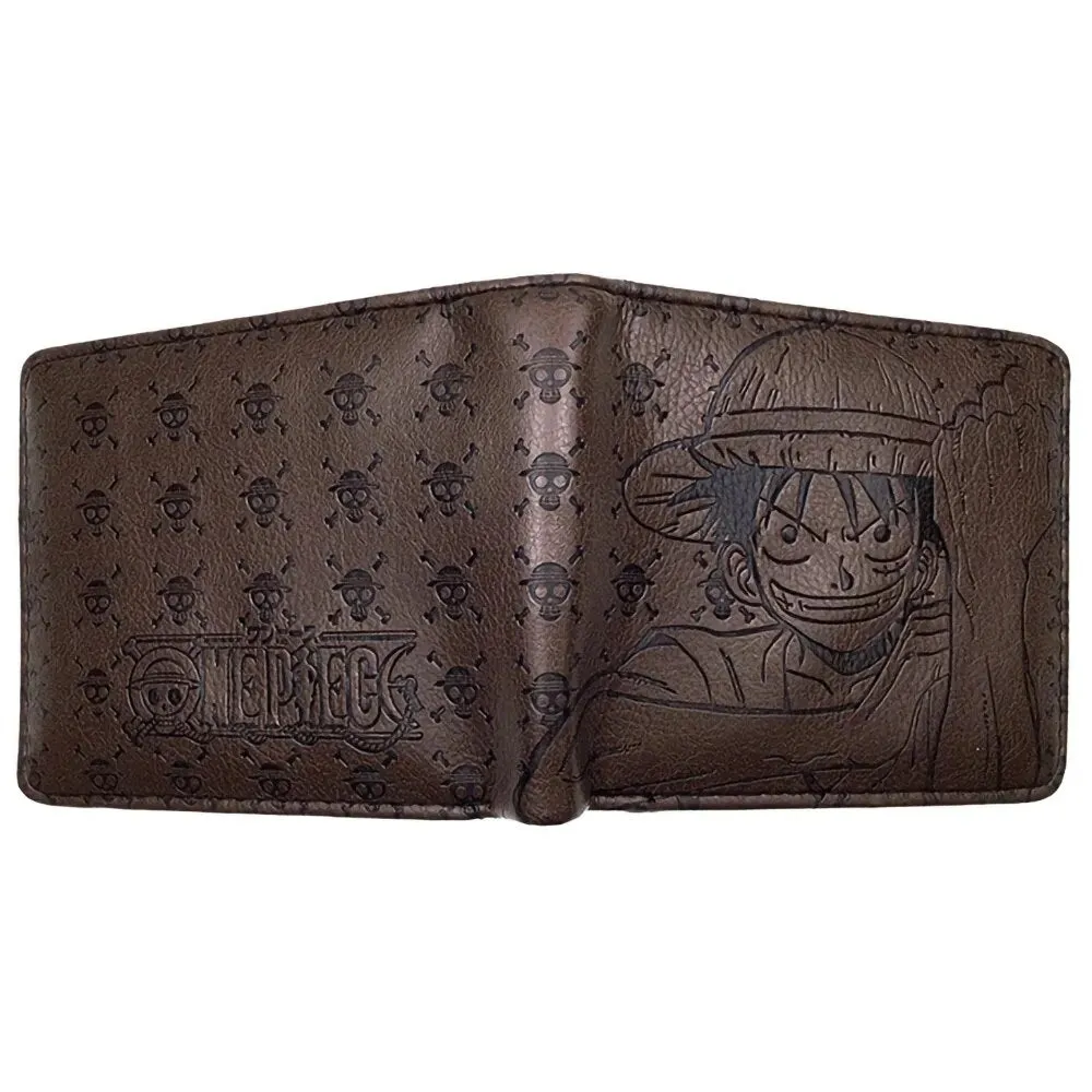 Anime One Piece Embossed Wallet Men Women Brown Black Card Holder Luffy Ace Law Zoro Chopper Short PU Wallet