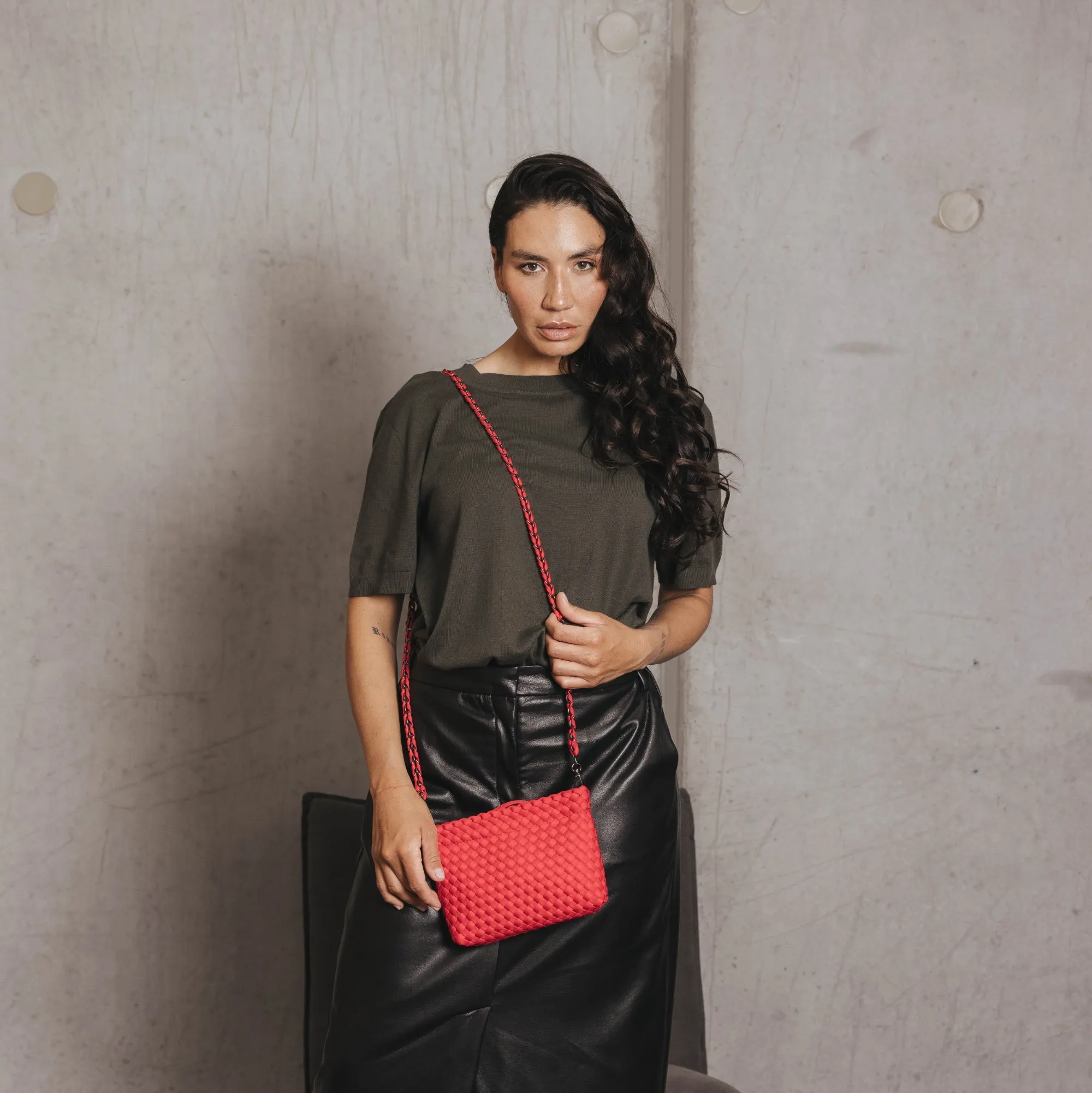 Aria Red Clutch Crossbody Bag