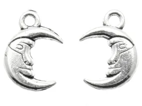 AVBeads Celestial Moon Smile Silver 16mm x 11mm Metal Charms 10pcs