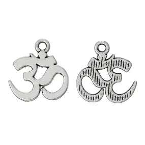 AVBeads Pagan Charms Om Ohm Charms Silver 15mm x 14mm Metal Charms 10pcs