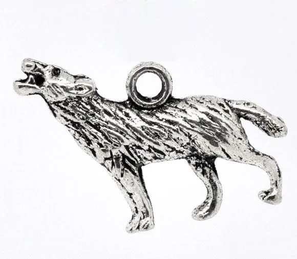 AVBeads Wolf Charms 26mm x 16mm Silver CHM09317 50pcs