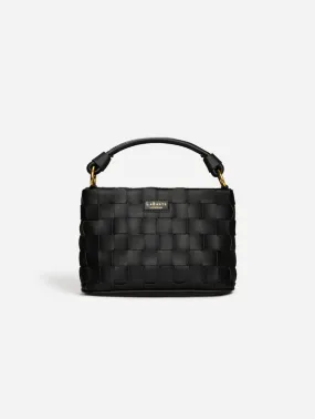 Baby Bella Woven Vegan Leather Crossbody Bag | Black