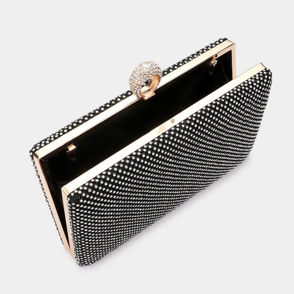 Black Bling Rectangle Evening Clutch Crossbody Bag