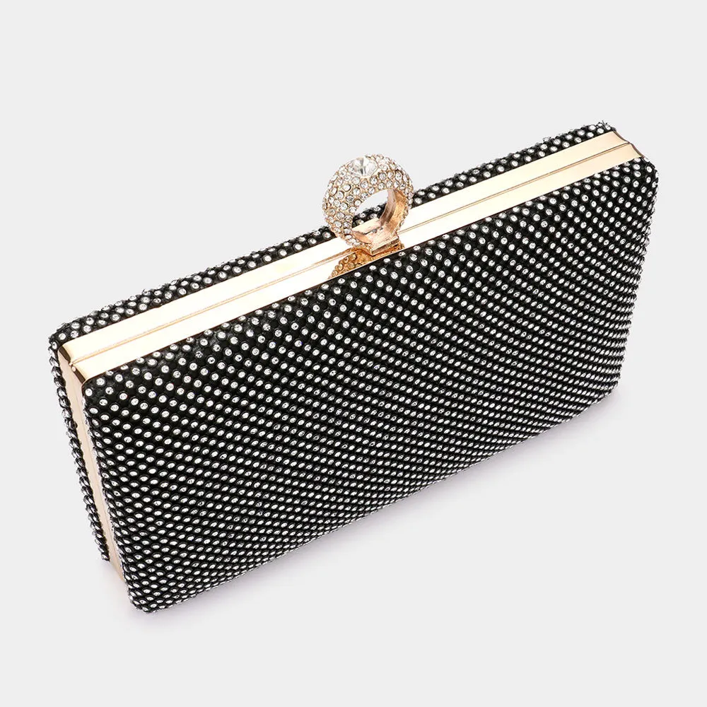 Black Bling Rectangle Evening Clutch Crossbody Bag