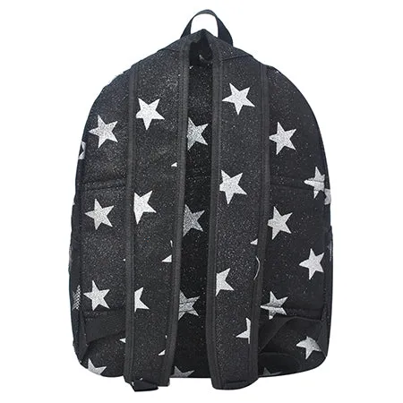 Black Glitter Super Star NGIL Canvas Backpack