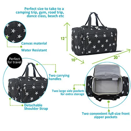 Black Glitter Super Star NGIL Canvas Carry on 20 Duffle Bag