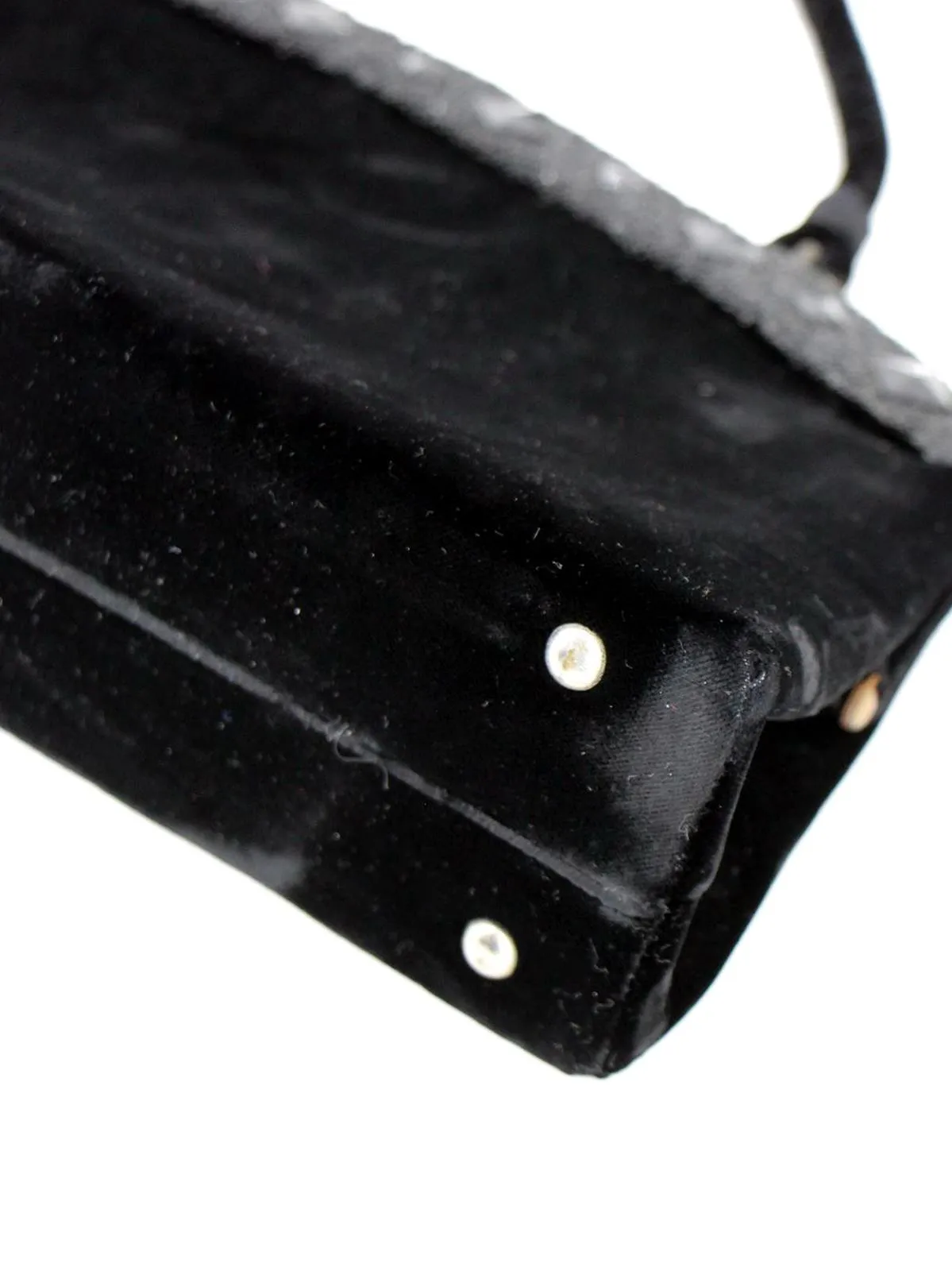 Black Velvet Beaded Vintage Frame Bag