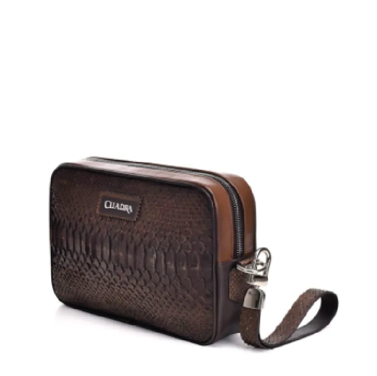 BO321PH - Cuadra chocolate fashion python wristlet clutch bag for men