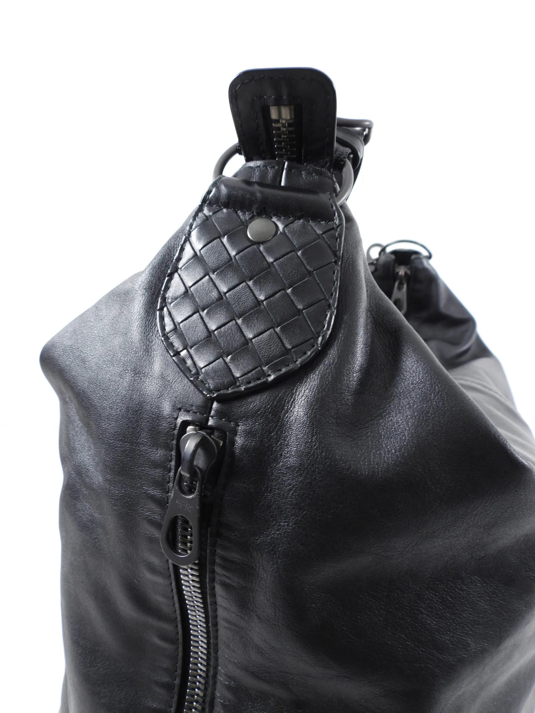 Bottega Veneta Black Leather XL Travel Hobo Bag