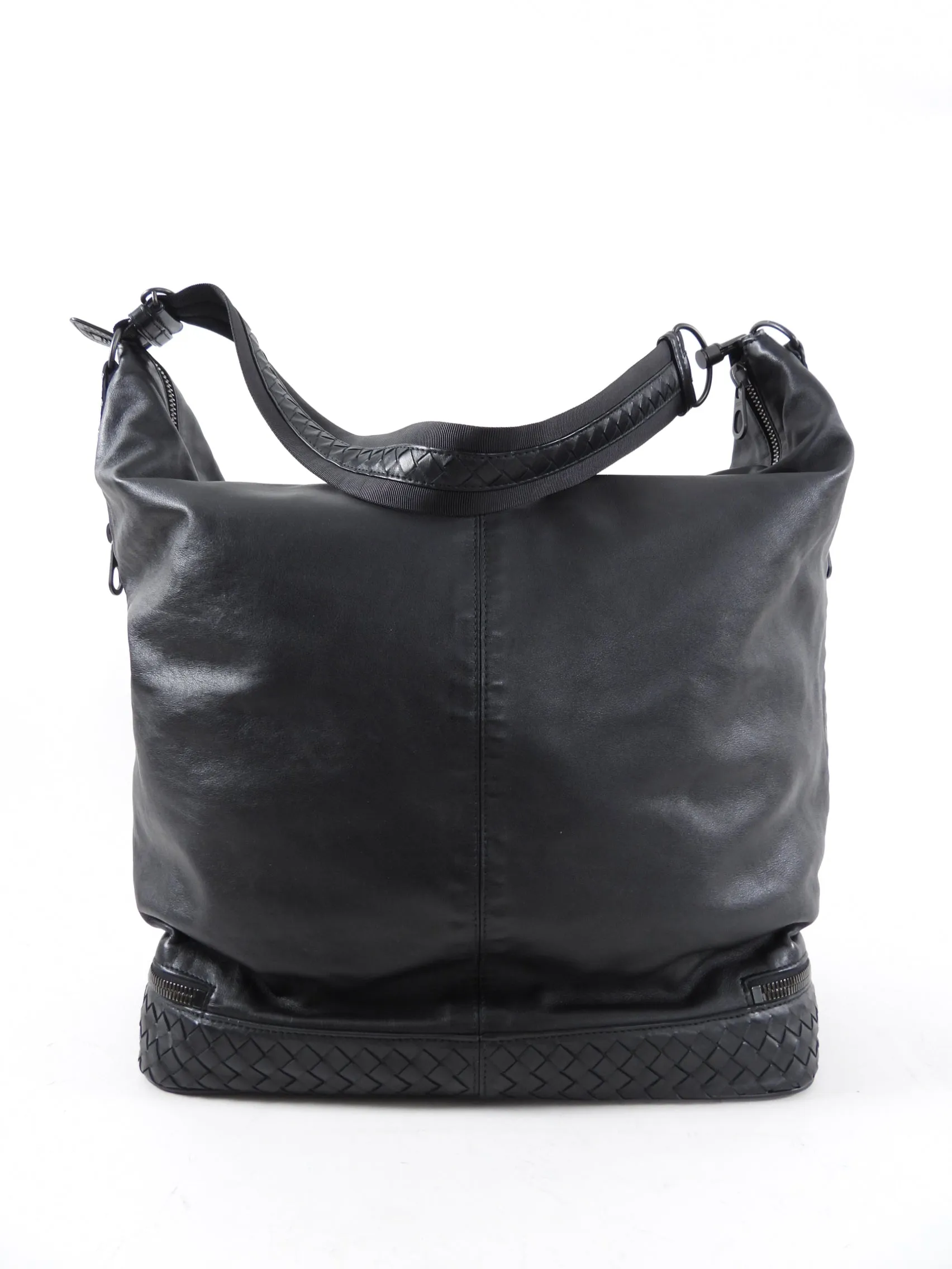 Bottega Veneta Black Leather XL Travel Hobo Bag