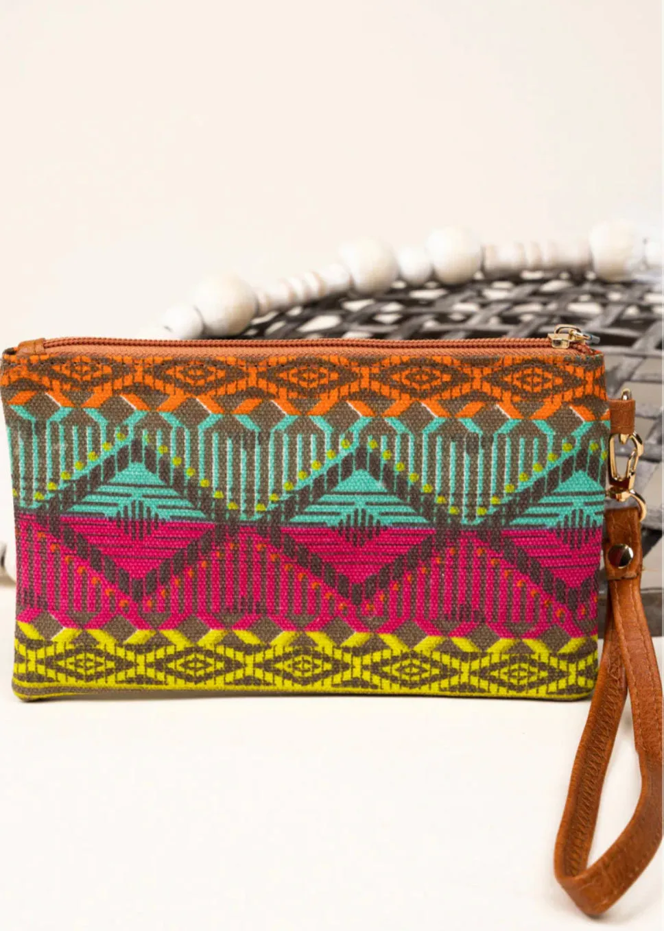 Bright Aztec Southwestern Wristlet