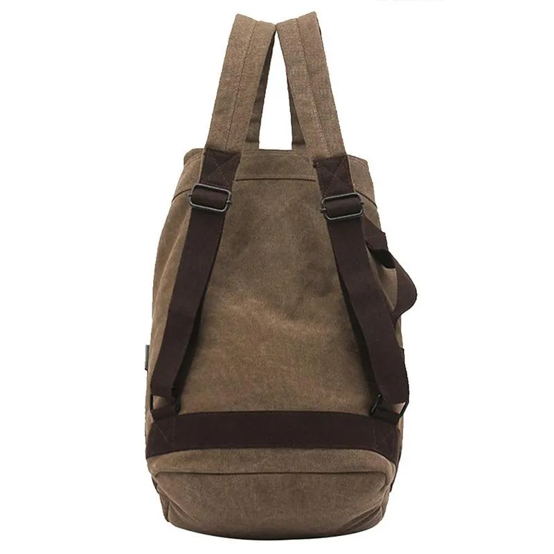 Brown Canvas Leather Backpack 20 Litre for Men and Women