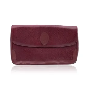 Cartier Vintage Burgundy Leather Pochette Flap Clutch Bag