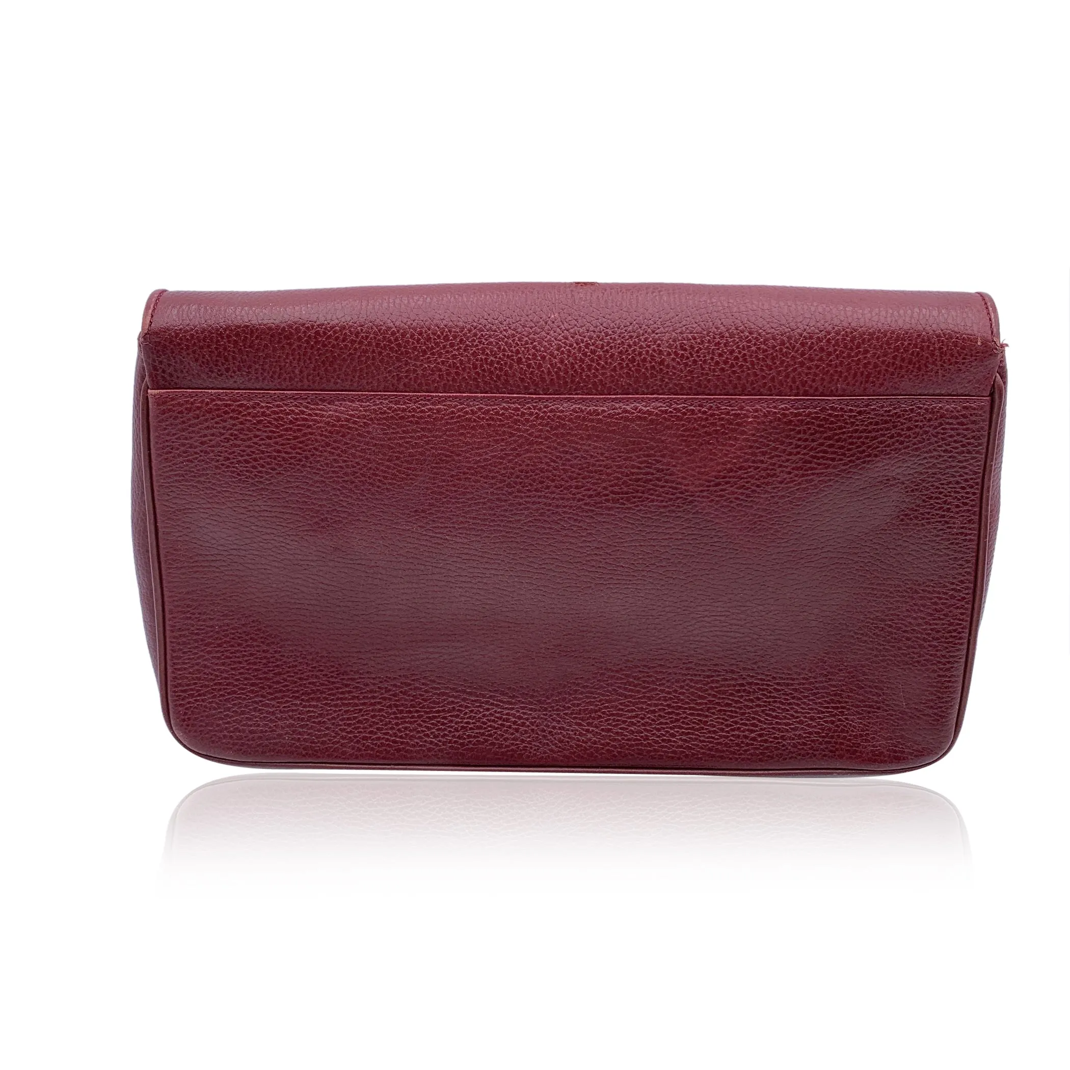 Cartier Vintage Burgundy Leather Pochette Flap Clutch Bag