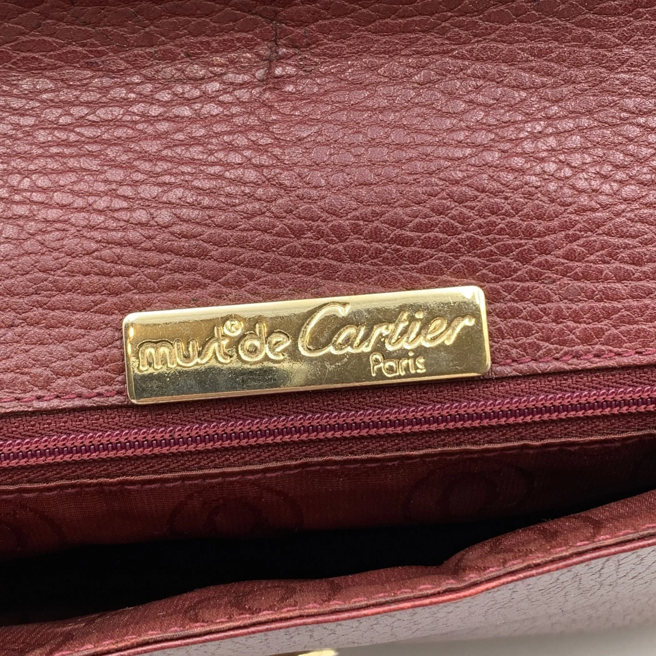 Cartier Vintage Burgundy Leather Pochette Flap Clutch Bag