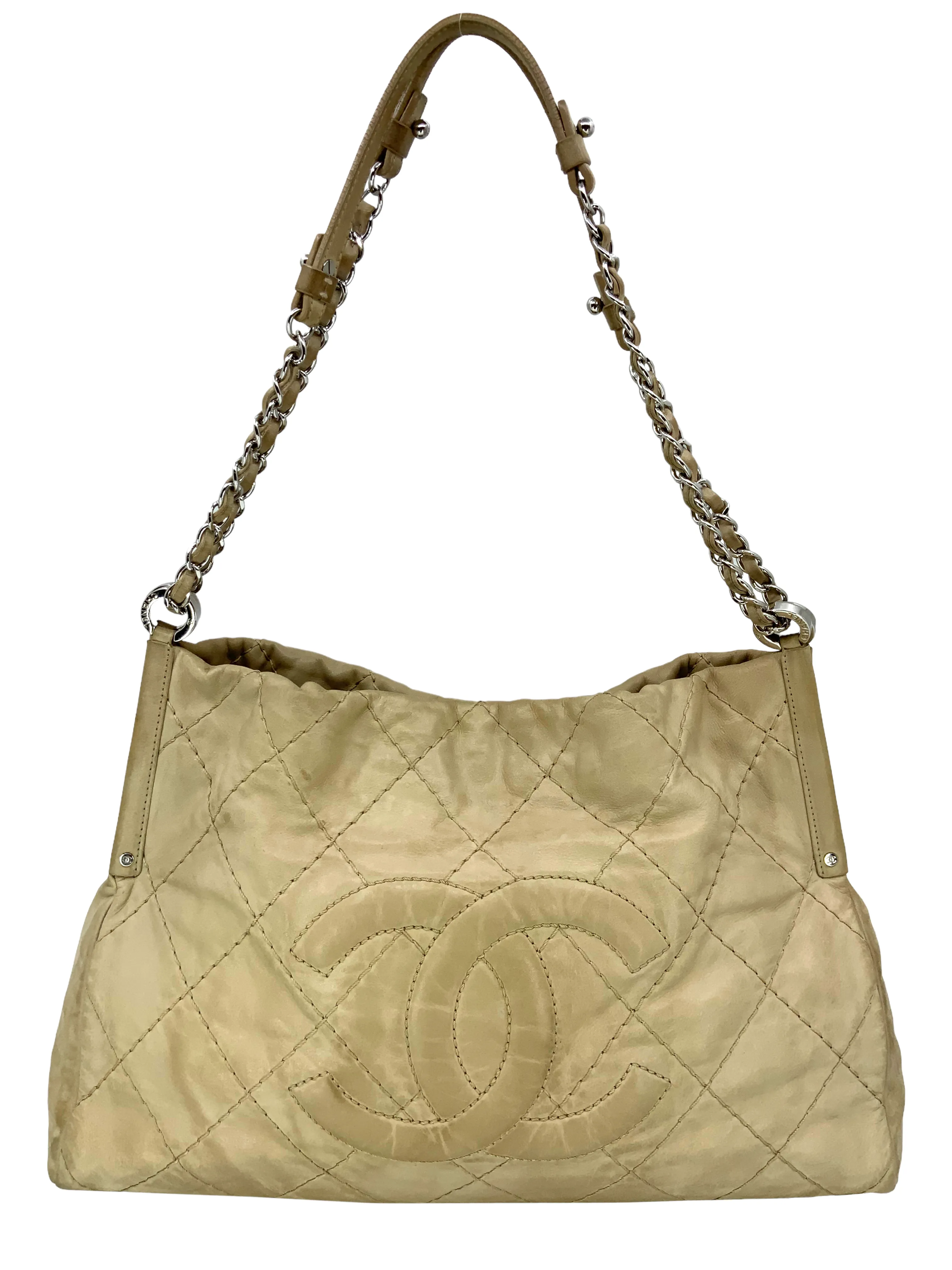 CHANEL Quilted Leather Timeless CC Chain Tote Bag