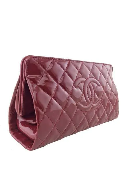 Chanel Quilted Patent Leather Timeless Clutch Bag