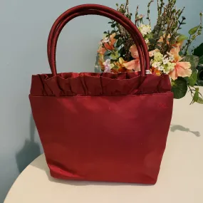 Claire V Silk Ruffle Handbag - Cranberry