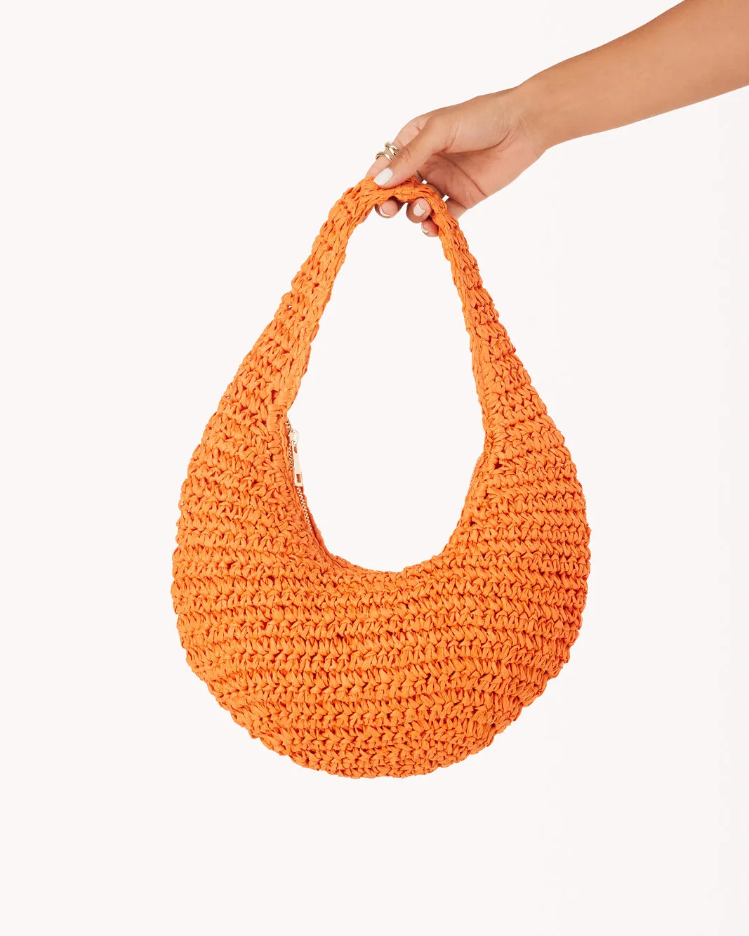 CLEMENTINE HANDLE BAG - TANGERINE RAFFIA