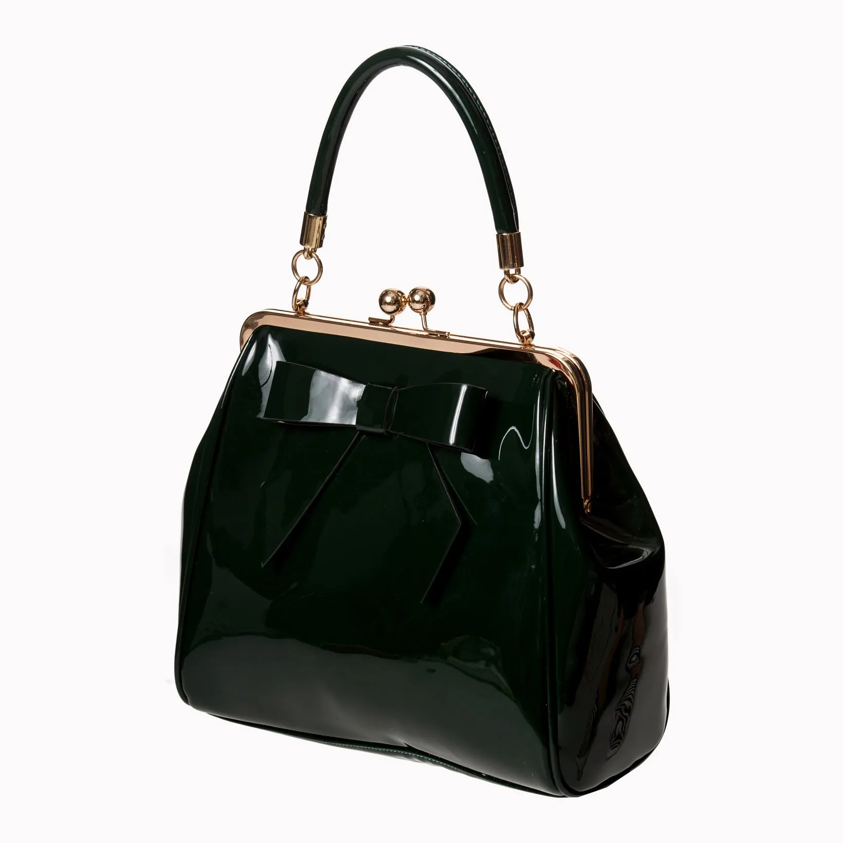 Dark Green Retro Patent Handbag