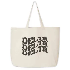 Delta Delta Delta Large Canvas Sorority Tote Bag with Simple Mod Design