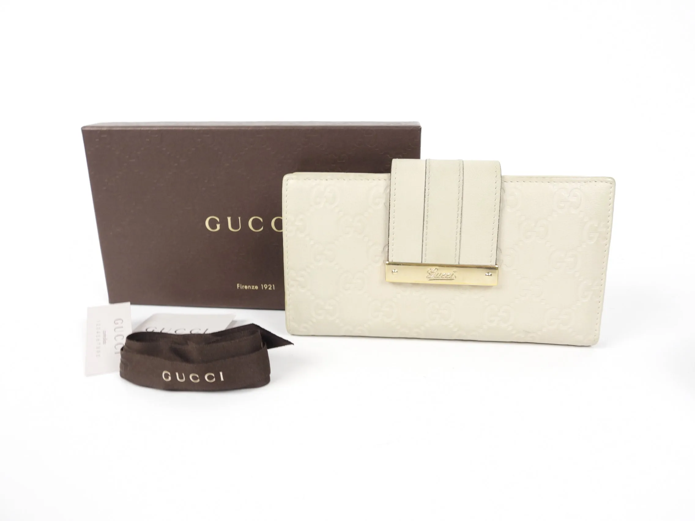 Gucci Ivory Supreme Leather Long Wallet