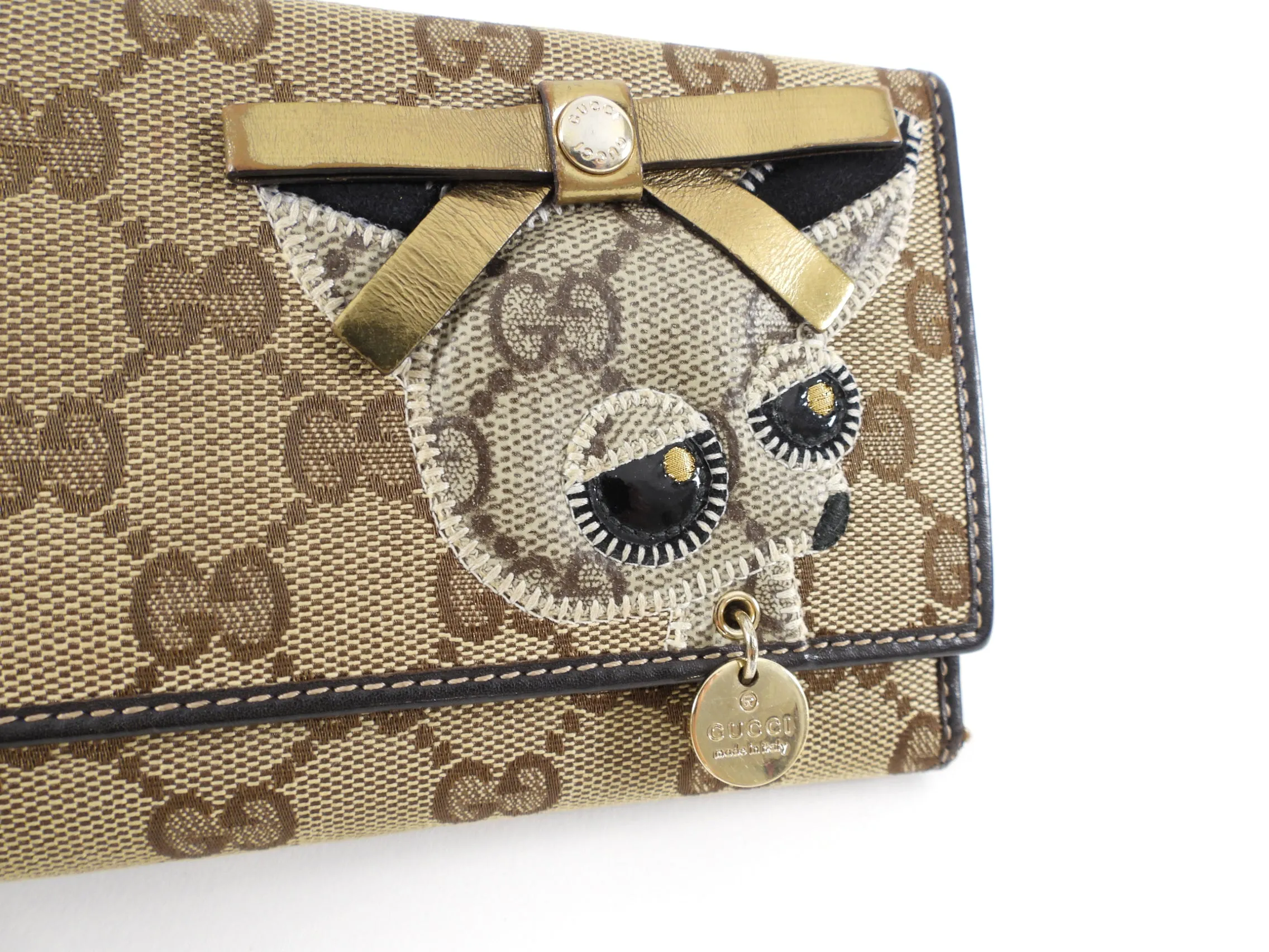 Gucci Monogram Canvas Novelty Dog Long Continental Wallet