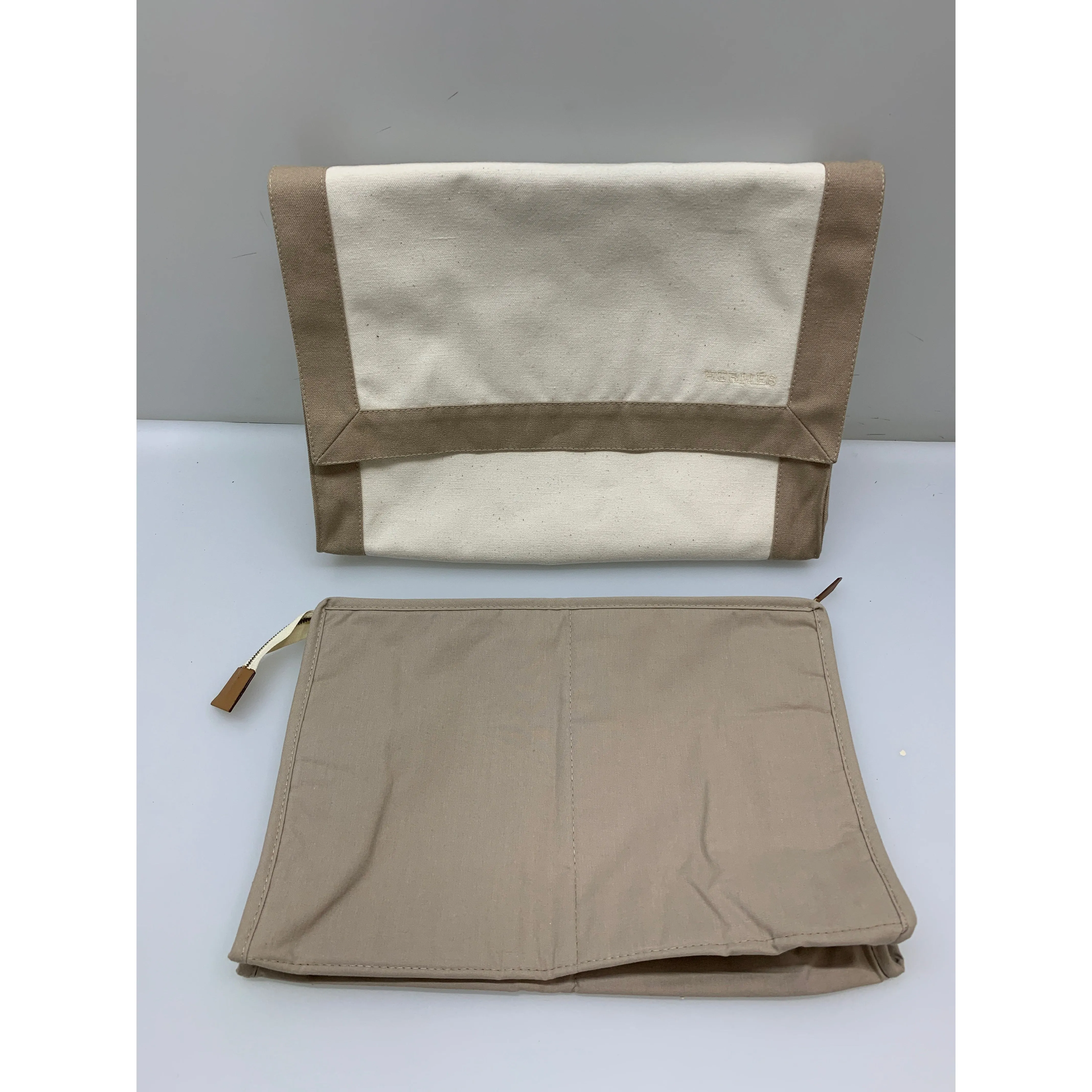 #HERMES/Clutch Bag/CRM/Canvas/Plain