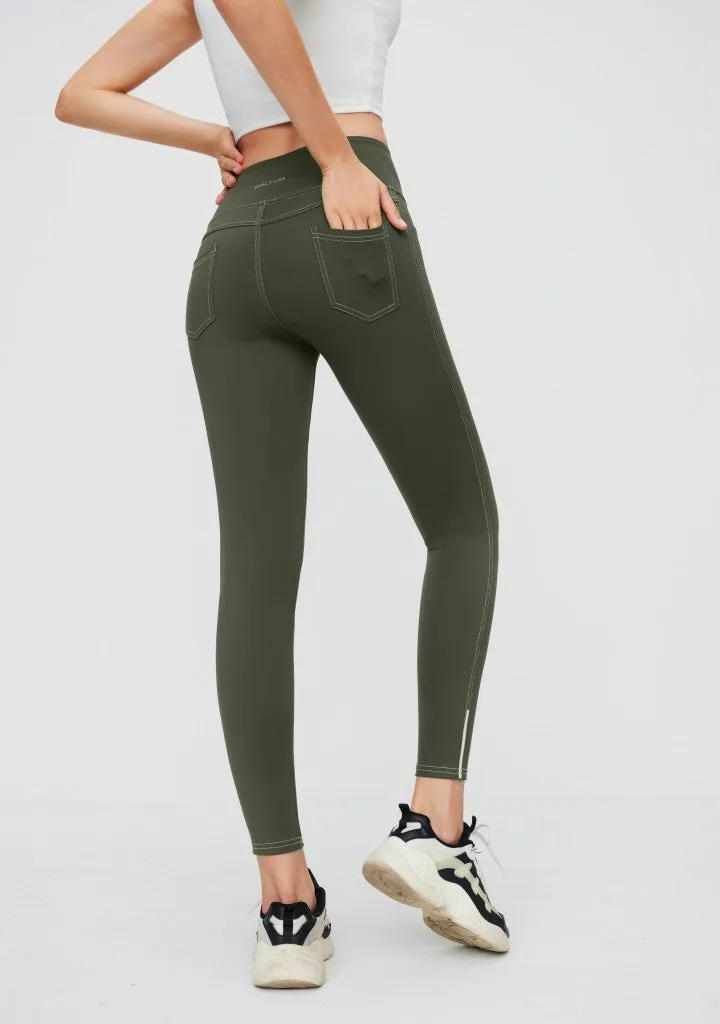 High Waisted 7/8 Tummy Control Legging with Back Pockets