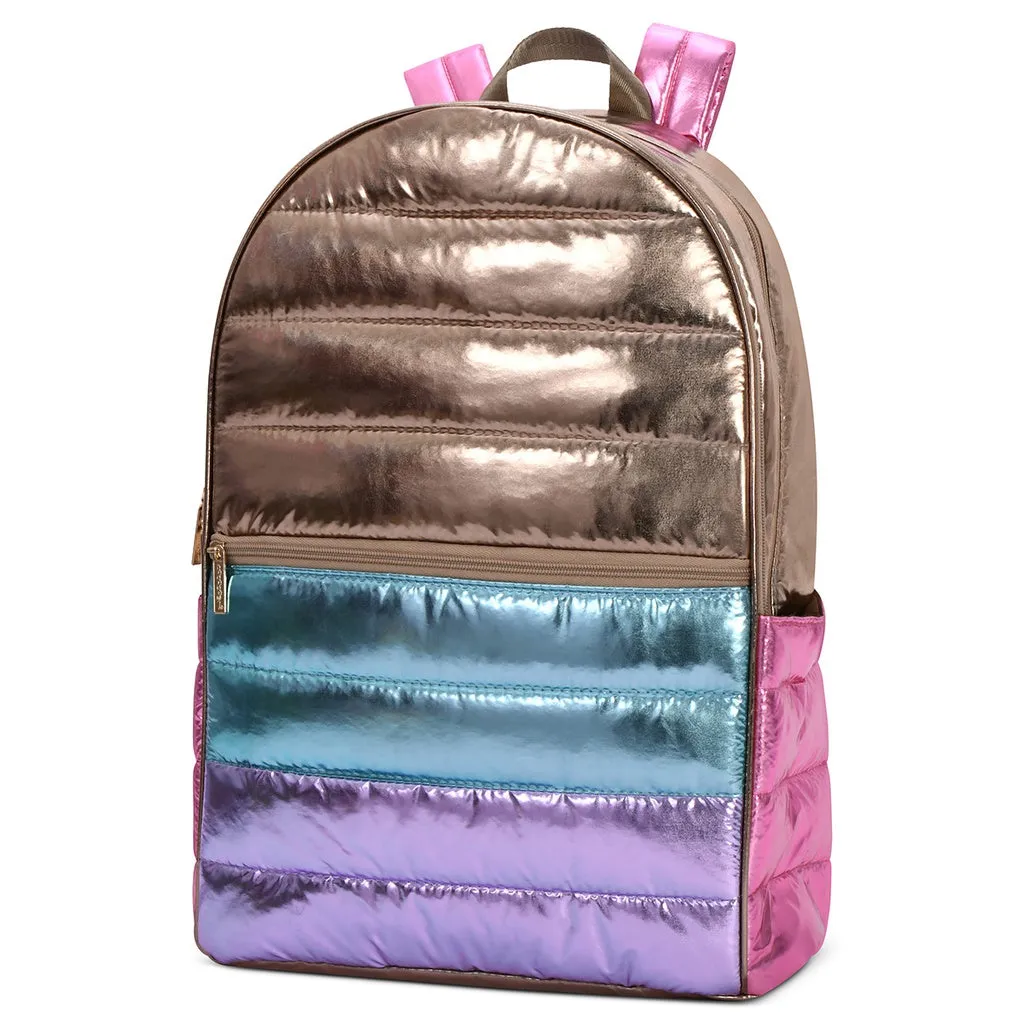 Icy Color Block Puffer Backpack- Girls