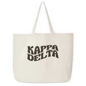 Kappa Delta Large Canvas Sorority Tote Bag with Simple Mod Design