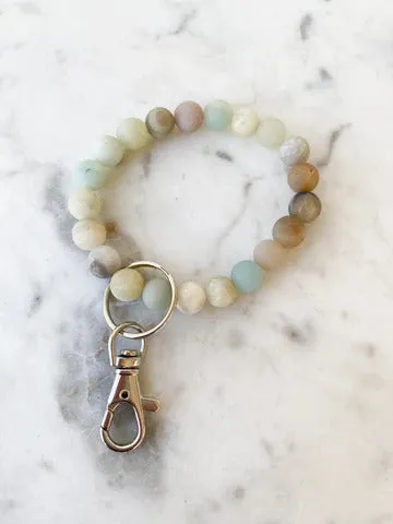 Keychain Wristlets Wood & Gemstone