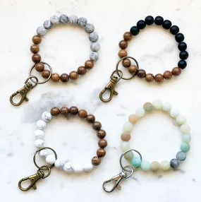 Keychain Wristlets Wood & Gemstone