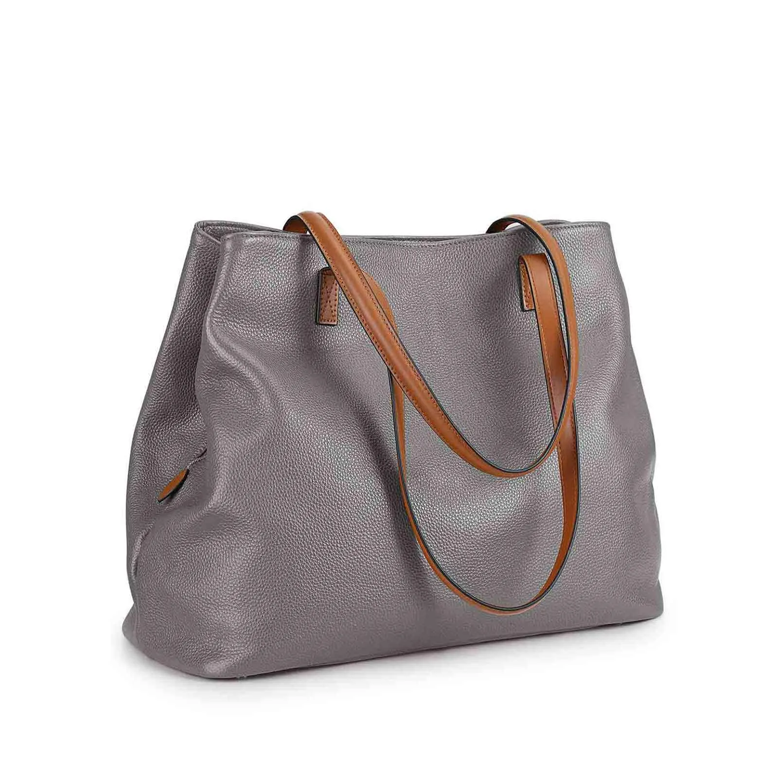 Large Grain Genuine Leather Tote