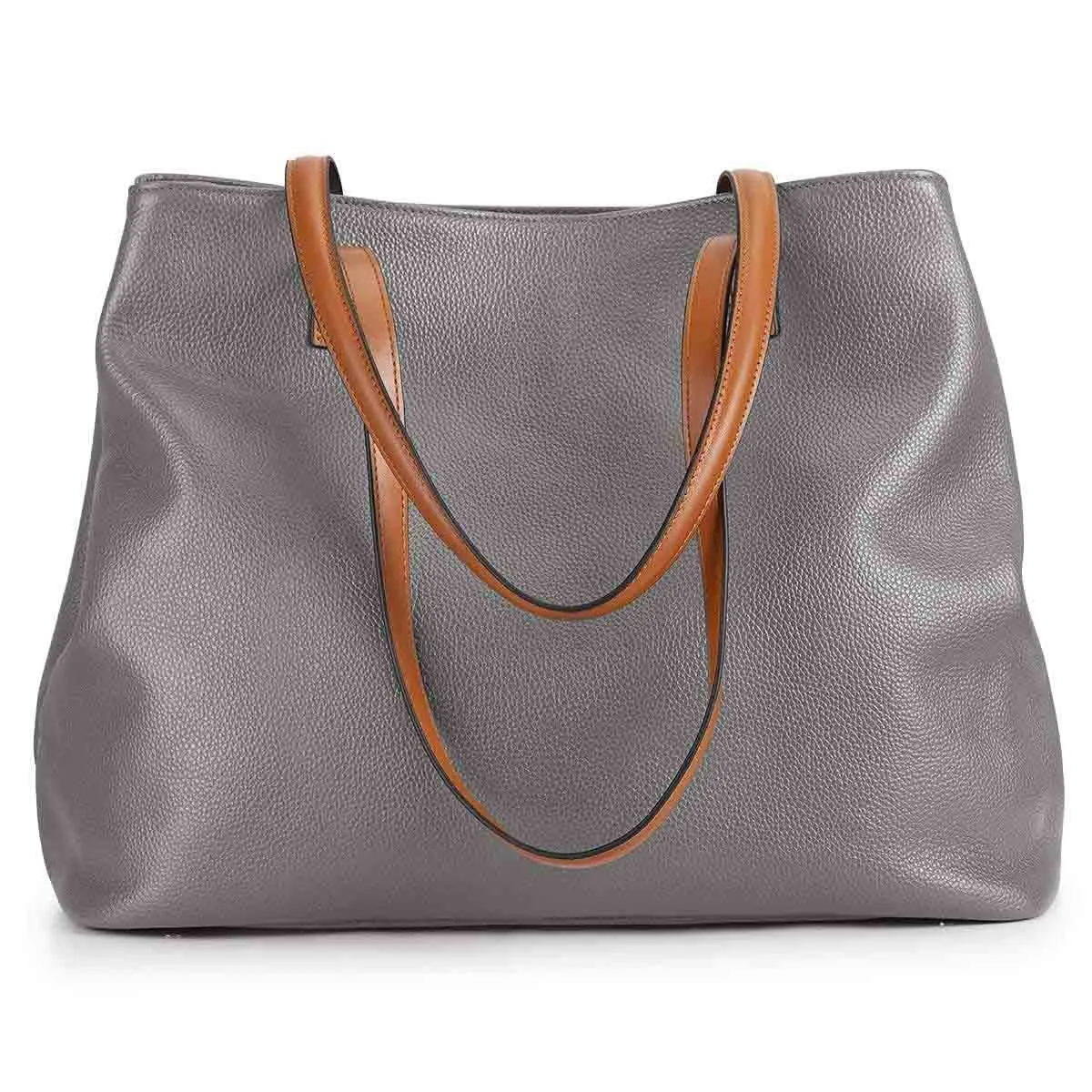 Large Grain Genuine Leather Tote