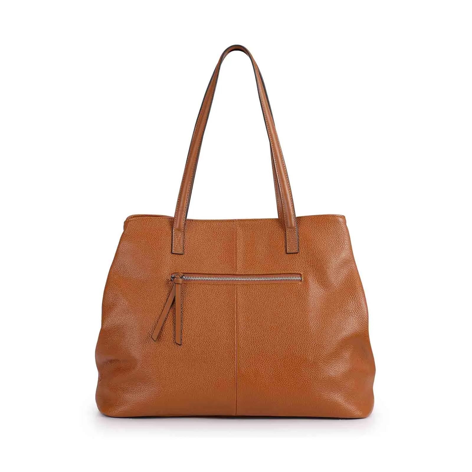 Large Grain Genuine Leather Tote