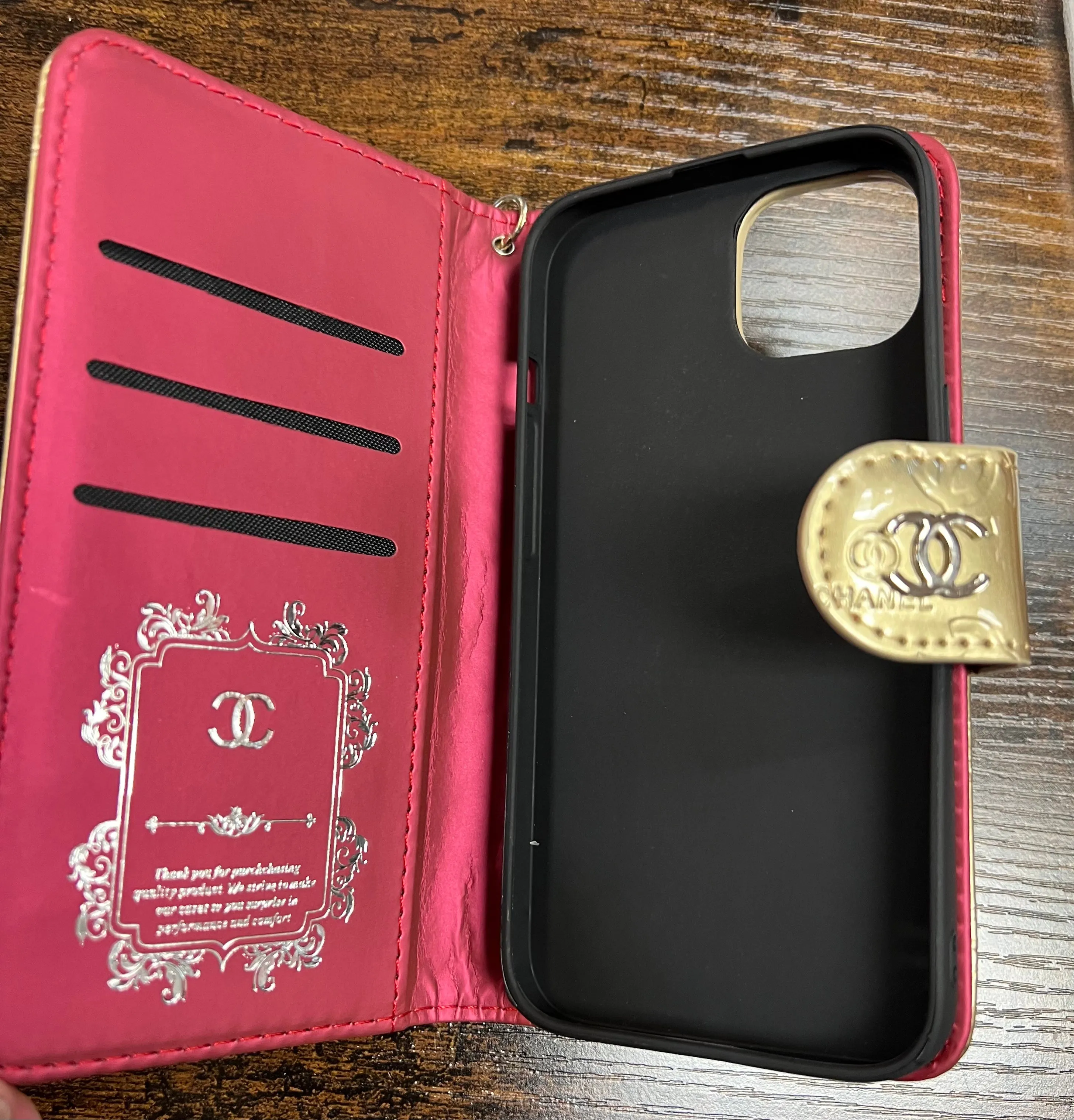 Leather gold Phone case fashion phone holder , card holder wallet